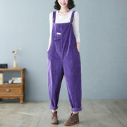 Winter Corduroy Overalls, Loose Casual Baggy Pants, Retro Jumpsuits, Plus Size Overalls, Bib Overalls With Pockets, 80S Vintage Pants 1 1 Purple 2XL 