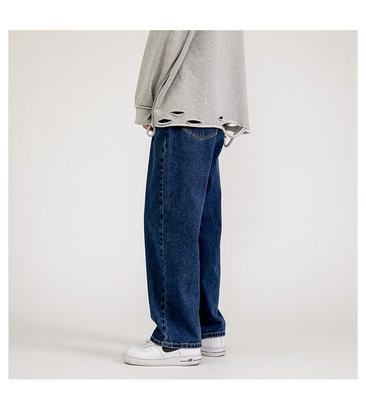 London 90s Streetwear skater baggy jeans, Wide-leg Drape Mopping Pants loveyourmom Love Your Mom Dark Blue 2XL 