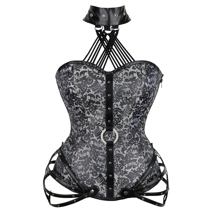 Berlin Premium Bustier Corsets, Gothic Party Costume Tube Top Halter Binders Shapers Overbust Body Shapewear loveyourmom Love Your Mom Gray 5XL 