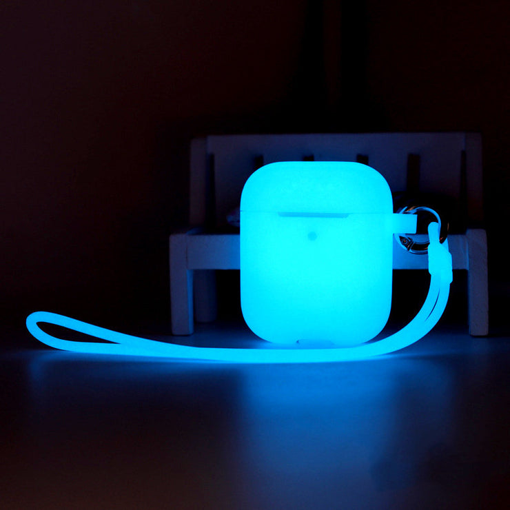 Glow Neon AirPods Pro Silicone Case, Luminous Glow In The Dark Rave reflective cool AirPods Pro Cover 1 1 Blue with strap AirPods1 2 