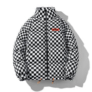Chessboard Checkers Padded Jacket, Berlin Stylish Warm Cozy Jacket, Lightweight Fashion Puffer Jacket for Men, Outerwear Jacket - Plus size 5XL 1 1 Black 2XL 