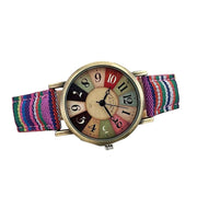 Multicolor Rainbow Dial Rtero Watch, Bohemian Style Quartz Watches quirky multicolour strap - Watches Gift for Women 1 1   