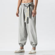 Casual Embroidered Linen Harem Pants, Boho Hippie Lounge Pants, Wide Leg Pants, Beach Pajama Pants, Comfort Wear Festival - Plus size 5XL 1 1 Light Gray XL 