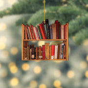 Christmas Book Tree Ornament, Book Lover Christmas Ornament, 2D Book Lover Ornament, Book Club Ornament, Book Lover Christmas, Librarian 1 1 F 8x8cm 