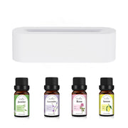 Ultrasonic Flame Aroma Diffuser & Humidifier: Cool Mist LED Fogger with 5-7 Color Atmosphere Lights, USB Powered, Quiet,Home Aromatherapy 1 1 White Plus Four Bottles 10ml USB 
