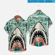Men's Hawaiian Shark 3d Shirt, Retro Ocean Wave Casual Summer Plus Size S6XL Lapel Loose Fashion Tops 1 1 2023833 3XL 