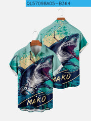 Men's Hawaiian Shark 3d Shirt, Retro Ocean Wave Casual Summer Plus Size S6XL Lapel Loose Fashion Tops 1 1 2023839 3XL 