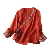 Cotton Linen Embroidered Women Blouse, Long Sleeve Asymmetrical Tunic Oversized Shirt 1 1   