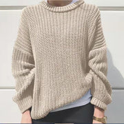 Paris Womens Crewneck Chunky Sweater, Casual Soft Pullover Solid Fall Knit Jumper Tops Loose Fit Cable Knitted Sweater 1 Love Your Mom Beige L 