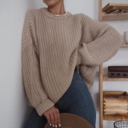 Paris Womens Crewneck Chunky Sweater, Casual Soft Pullover Solid Fall Knit Jumper Tops Loose Fit Cable Knitted Sweater 1 Love Your Mom Khaki L 