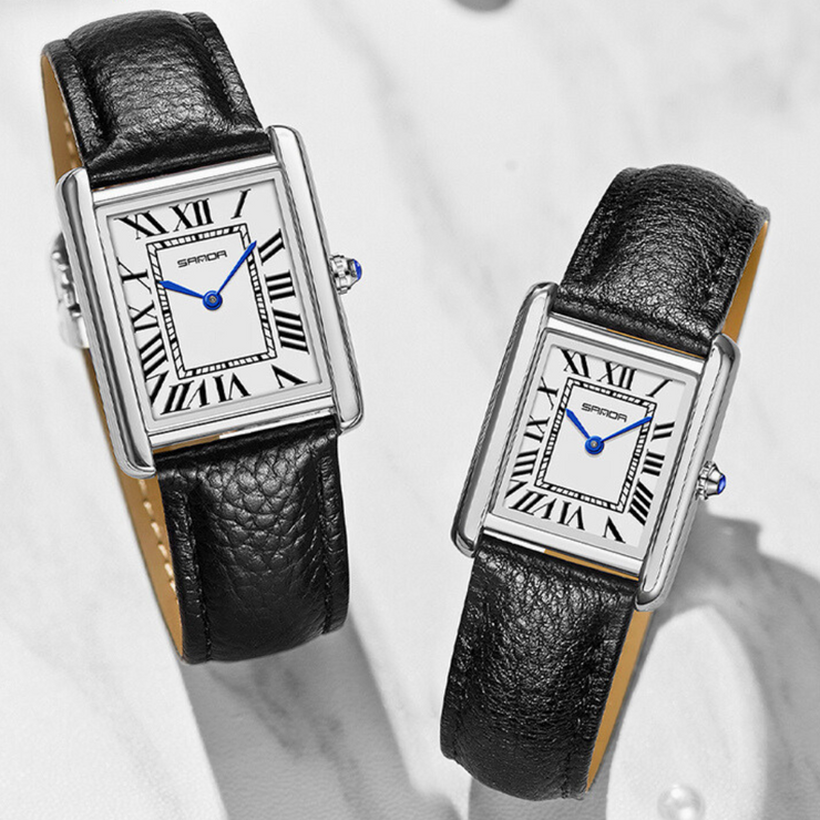 Rectangular Vintage Retro Analog Dress Watch,Tank Watch Vintage - Unisex, Silver Chatsworth with Black Strap 1 1   