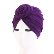 Cotton Turbans , Knot Hijab Hat Turban Satin Liner Double-Layered Beanie Chemo Cap Sleep Bonnet loveyourmom Love Your Mom Purple  
