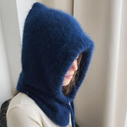 Winter Balaclava Scarf Neck Hat, Premium Woolen Knitted Hat Women. 1 Love Your Mom Dark Blue  