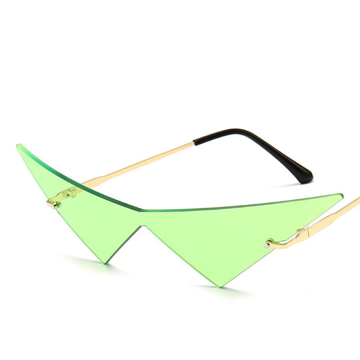 Retro Metal Triangle Sunglasses, Catwalk Sunglasses, Triangle Lens 1 1 Green  