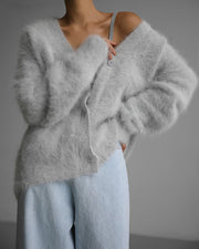 Copenhagen Knitted Sweater, Button Cardigan Loose Sleeve V-Neck Sweater Coat 1 1 Light Gray L 