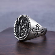 Saint Christopher Silver Ring, Savior Men Ring, Catholic Jewelry,Religious Men Gift,Patron Saint Of TimeTravelers Archangel Michael jewelry Christian Signet Ring 1 1   