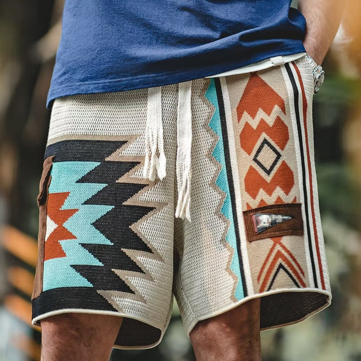 Rhudes Knit Shorts Men, Tribal Trance Festival Y2k Pants 1 1   