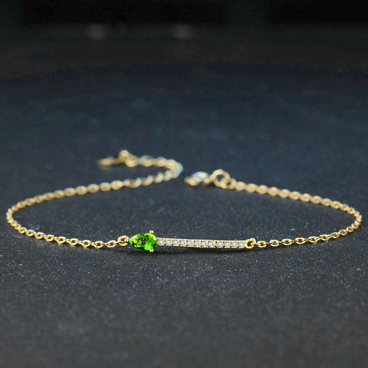 Gold Gemstone Inlaid Bracelet, Minimalist Sterling Silber Rose Gold Amethyst Stone Chain Bracelet, Designer Delicate Jewelry 1 1   