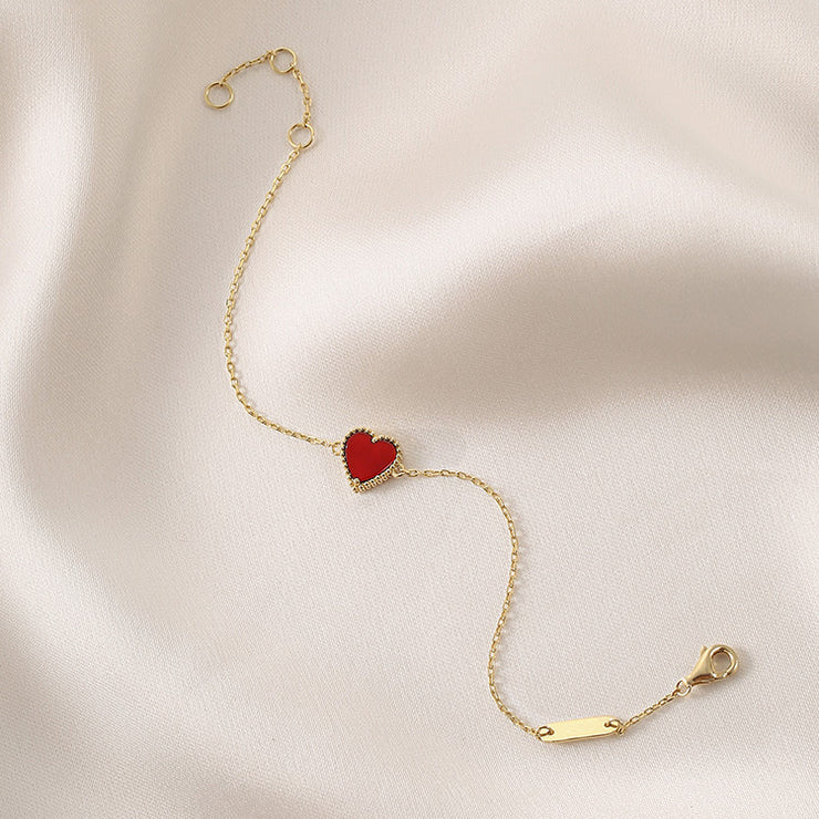 Red Heart Bracelet, Cute Heart Bracelet Women, Tiny Heart, Gold Chain, Dainty Bracelet, Perfect Fit, Beautiful Bracelet, Gift for Her 1 1   