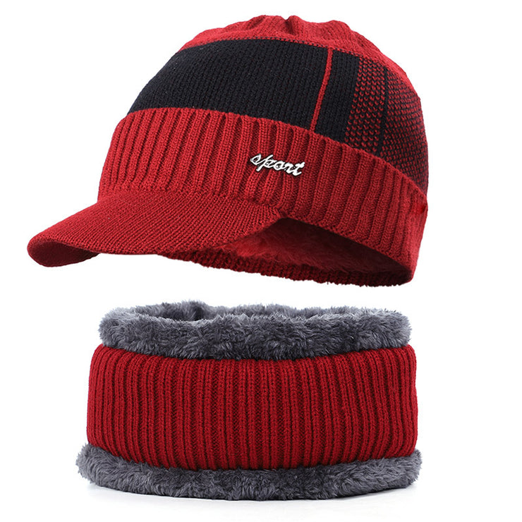 Winter Beanie Hat + Neck Warmer Set | Thick Fleece, Windproof Visor Design loveyourmom Love Your Mom Burgundy suit  