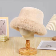 Women's Furry Imitation Fur Bucket Thickened Warm Hat loveyourmom Love Your Mom Beige Average Size 