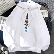 Nine Planets Hoodie, Cool Solar System Planet Oversized Hoodie Gift 1 1 White 2XL 