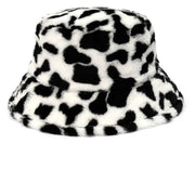 Cool Raver Festival Fur Plush Bucket Hat - Leopard. loveyourmom Love Your Mom Cow pattern B  