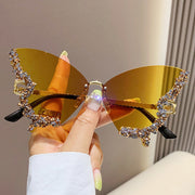 Butterfly Sunglasses, Encrusted Rim Sunglasses 1 1 Gradient Yellow  