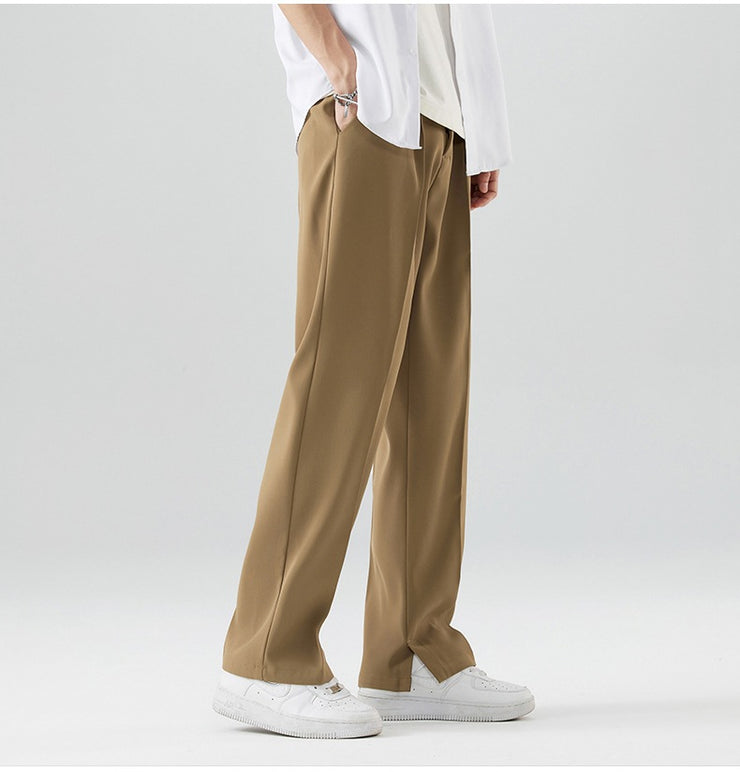 Paris High Waisted Wide Leg Men, Ice Silk Drawstring Casual Palazzo Pants Comfy Loose Fit, Solid Color Trousers Draping Suit Pants loveyourmom Love Your Mom Camel 2XL 