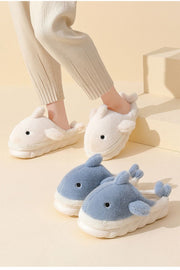 Plush Couple Slippers, Warm Cute Dolphin Shark Cozy Slippers, Winter Indoor Fluffy Slippers, House Home Slippers, Animal Shape Bedroom Slippers, Anti-Slip 1 1   