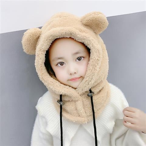 Kida And Adults Cute Balaclava, Three-Piece Warm Bear Hat Scarf And Gloves, Warm Fleece Beanies Cap Cartoon Rabbit Panda 1 Love Your Mom Child Khaki  