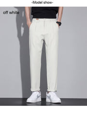 Paris Men Suit Pants Slim Fit Casual Pants, Solid Business Trousers Straight Pencil Pants Streetwear Comfortable Trousers loveyourmom Love Your Mom   