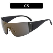 Rimless One-piece Sunglasses Five-pointed Star 1 Love Your Mom As Shown In The Picture Black Frame Gold Water Silver 