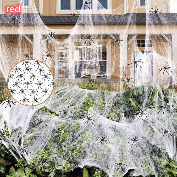 Halloween Decor - Spider Web Decorations Super Stretch White Webbing 1 1 Red  