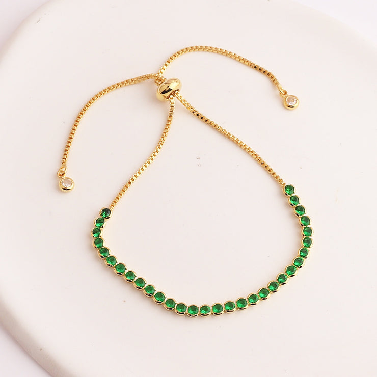 Green Zircon Bracelet For her, Emerald Look 1 1 Stretch  