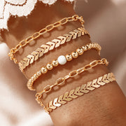 Gold Bracelet Stack for women, 5 pieces Gold plated Boho Bracelets Set, Trendy Dainty Bracelet Set for Her. 1 1 Color15774  