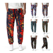 African Style Linen Men Pants, Bazin Hipster Geometric Rave Bohemian Style Loose Wide Leg Casual Dashiki Trousers 1 1   