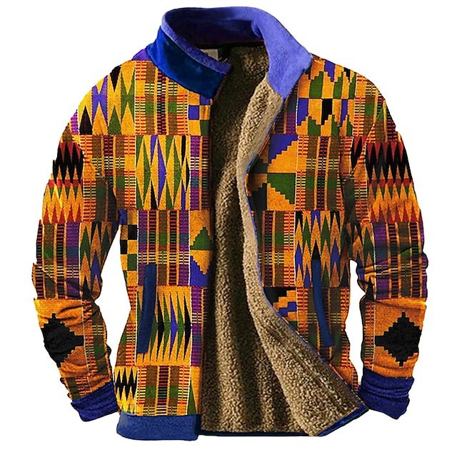 African Kente Style Warm Jacket, Patchwork Pattern Casual Festival Out Door Jacket Men - plus size loveyourmom Love Your Mom Zhlls02 003 2XL 