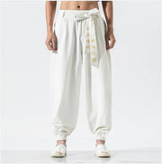 Casual Embroidered Linen Harem Pants, Boho Hippie Lounge Pants, Wide Leg Pants, Beach Pajama Pants, Comfort Wear Festival - Plus size 5XL 1 1   