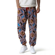 African Style Linen Men Pants, Bazin Hipster Geometric Rave Bohemian Style Loose Wide Leg Casual Dashiki Trousers 1 1 No. 2color 2XL 