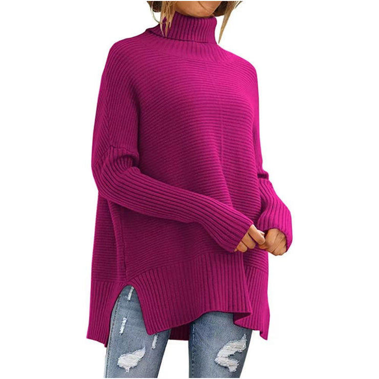 Cozy Women's Oversized Turtleneck Sweater, Fall Batwing Sleeve Ribbed Tunic Sweater loveyourmom Love Your Mom   