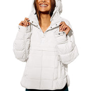 90's Oversized Puffer Jacket, Quilted Dolman Hoodies Pullover Long Sleeve Lightweight Warm Tops Coat. 1 1 White L 