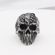 Skull Biker Metal Punk Raver Titanium Steel Ring Goth Gift him 1 1   