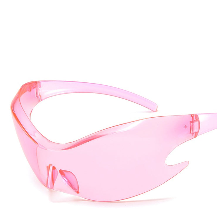 Y2K Futuristic Sunglasses, Cyberpunk Goggles, Large One-piece Frame glasses, Siamese Butterfly Mask Sunglasses, Futuristic Punk Rock, Party Glasses, Rave 1 1 As Shown In The Picture Transparent Pink 