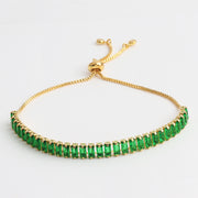 Green Zircon Bracelet For her, Emerald Look 1 1 Stretched green zirconium  