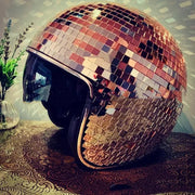 Disco Ball Helmet With Retractable Visor 1 1 Rose Gold With wind deflector 