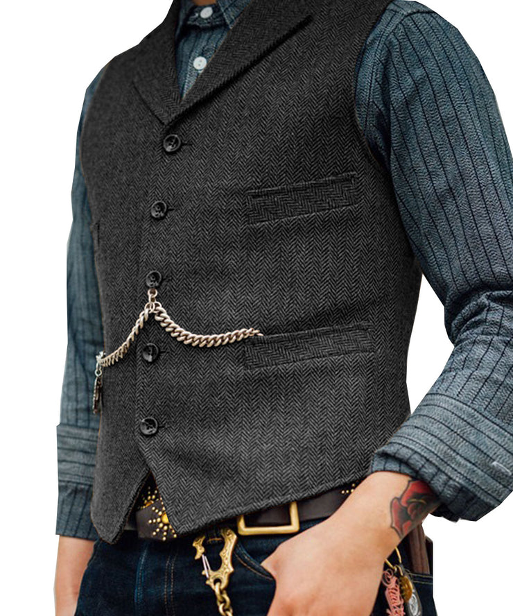 formal vest | Mens Tweed Lapel Vest Jacket Herringbone Waistcoat Casual | Sleeveless Tops Retro Vests Classic 1 1 Grey 2XL 