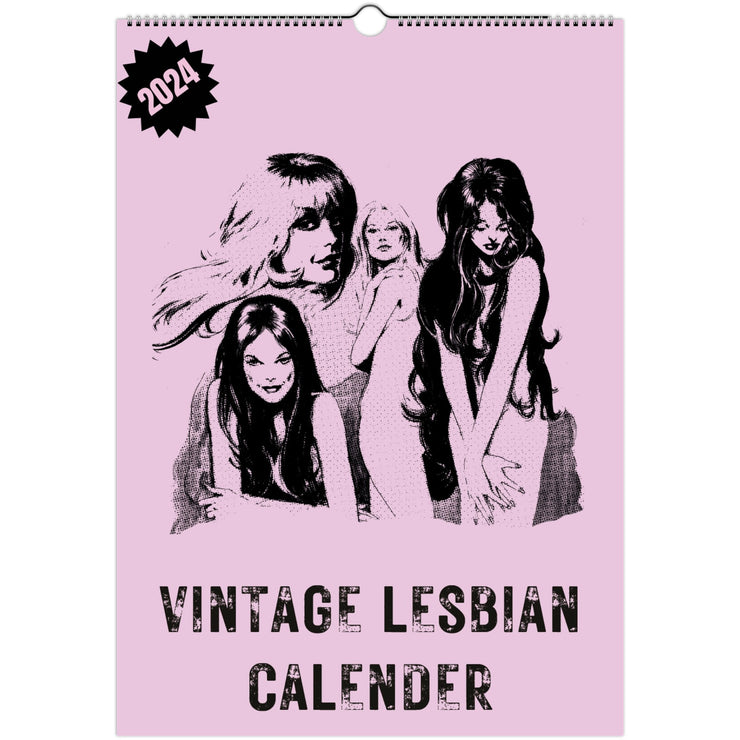 Vintage Lesbian Calendar, 2024 Pink Retro Magazine Lesbian Calendar, Cute Lesbian Gift,Housewarming Christmas Lesbian Gift Print Material Love Your Mom  A3 (29.7 x 42 cm)  