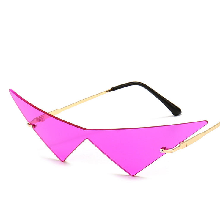 Retro Metal Triangle Sunglasses, Catwalk Sunglasses, Triangle Lens 1 1 Purple  