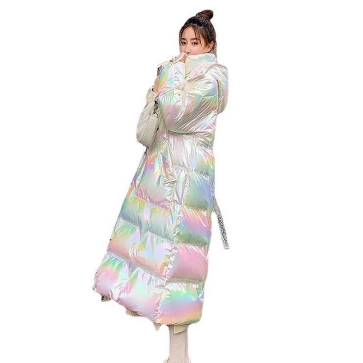 Bright Colors Hooded Padded Jacket, Rave Festival Neon Stylish Knee Length Jacket for Women, Loose Fit Aesthetic Jacket, Korean Japanese Style 1 1   
